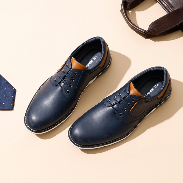 Men's Vegan Leather Casual Oxford Sneakers - BLUE - 1